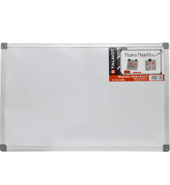 Pizarra Blanca, Magnética, 122 cm x 244 cm (48" x 96"), Marco de Aluminio, Unidad. 