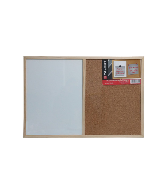 Pizarra Blanca y de Corcho, 40 cm x 60 cm (16" x 24"), Marco de Mardera, Unidad