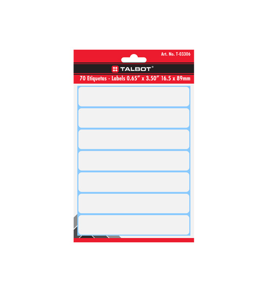 Etiquetas para Folder, Blancas, Tam. 0.65" x 3.50", Pack x 70 Labels