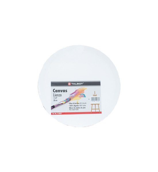 Lienzo  de Algodón Circular, Diámetro 30 cm (11.8"), 280 GSM