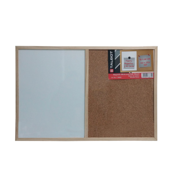 Pizarra Blanca y de Corcho, 60 cm x 91 cm (24" x 36"), Marco de Mardera, Unidad