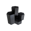Organizador de Escritorio, Plástico (HIPS), 4 Compartimentos - Colmena, (12 cm Alto x 16 cm Ancho x 11 cm Prof.),  Negro, Unidad.