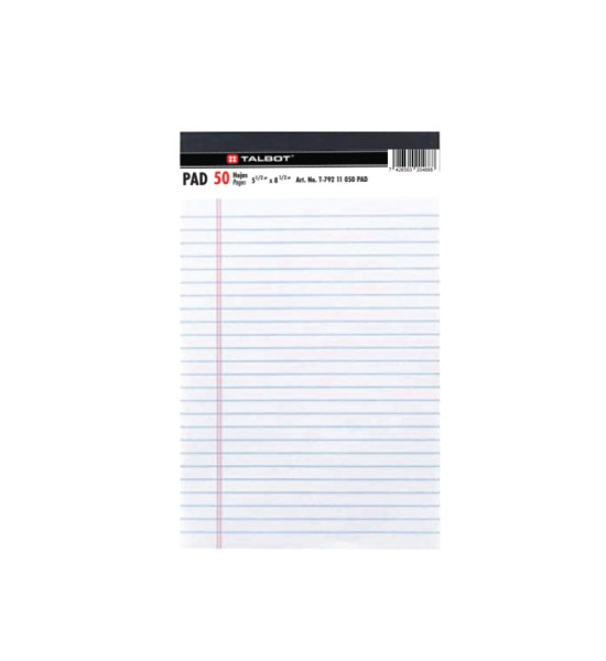 Libreta Rayada, 50 h., Hojas Blancas, 5.5" x 8.5", 1 Und.