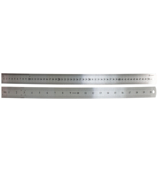 Regla metálica, 50 cm/20" (cm & inch), Versión, Alta Calidad, Unidad