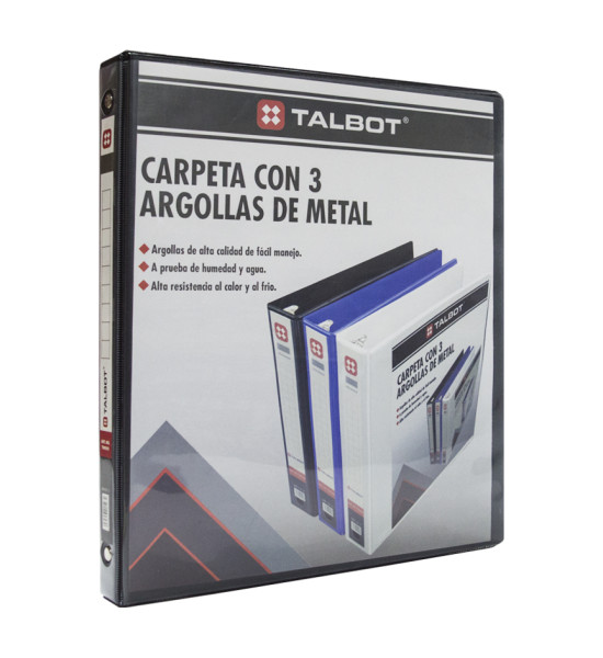 Carpeta con Visor, 3 Argollas, O-Ring, 0.5 pulg, Tam. Carta, Negro, 1 Und.
