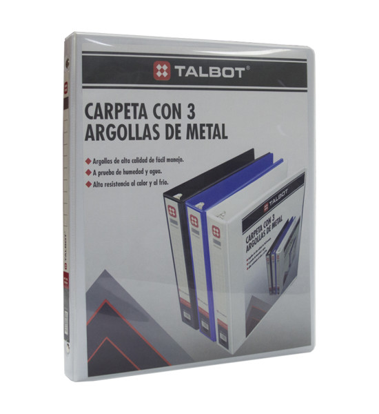 Carpeta con Visor, 3 Argollas, O-Ring, 0.5 pulg, Tam. Carta, Blanco, 1 Und.