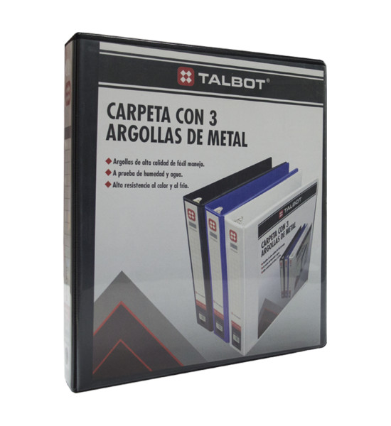 Carpeta con Visor, 3 Argollas, O-Ring, 1.0 pulg, Tam. Carta, Negro, 1 Und.