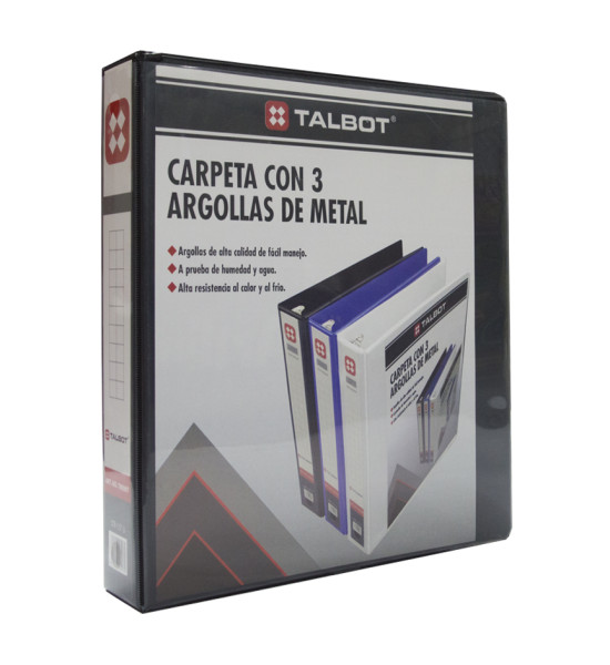 Carpeta con Visor, 3 Argollas, O-Ring, 1.5 pulg, Tam. Carta, Negro, 1 Und.