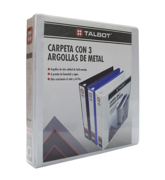 Carpeta con Visor, 3 Argollas, O-Ring, 1.5 pulg, Tam. Carta, Blanco, 1 Und.