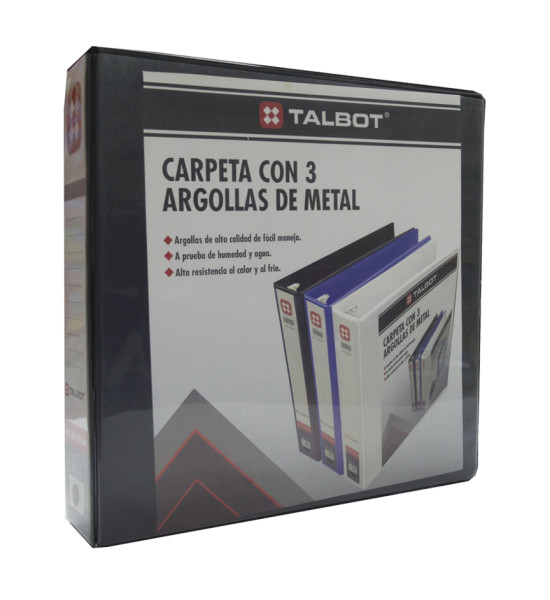 Carpeta con Visor, 3 Argollas, O-Ring, 2.0 pulg, Tam. Carta, Negro, 1 Und.