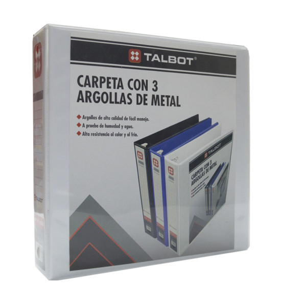 Carpeta con Visor, 3 Argollas, O-Ring, 2.0 pulg, Tam. Carta, Blanco, 1 Und.