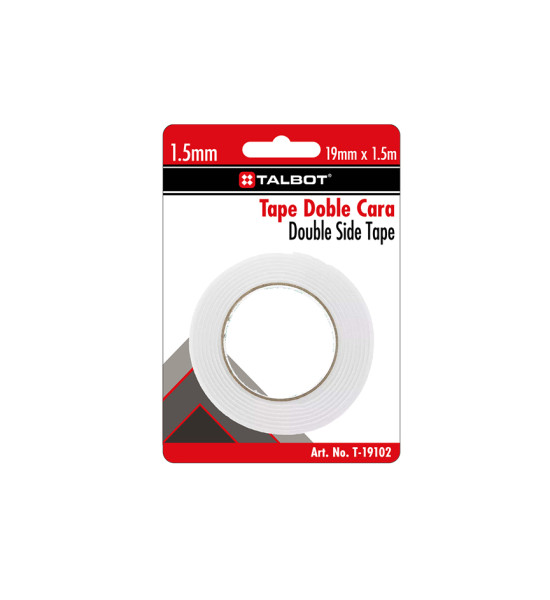 Cinta Adh. Doble Cara, Tipo Foam, 19 mm x 2 m, 1 mm espesor. Blister x 1 Und.