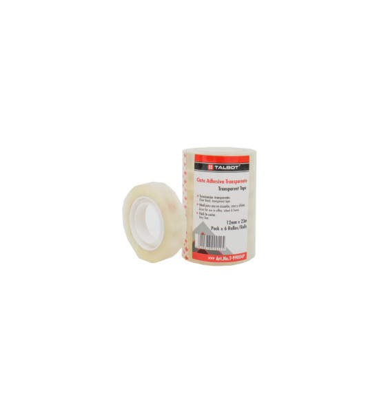 Cinta Adh. Transparente, 12 mm x 23 m, Pack x 6 Unds.