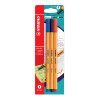 Micropunta/Felpa, Point 88, Punta Fina  0.4 mm, Blister x 3, Azul, Negro, Rojo