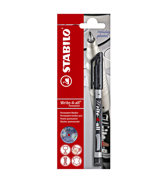Marc. Permanente, Write-4-all, Punta Redonda, Fine F, 0.7 mm, Blister x 1 Und. Negro