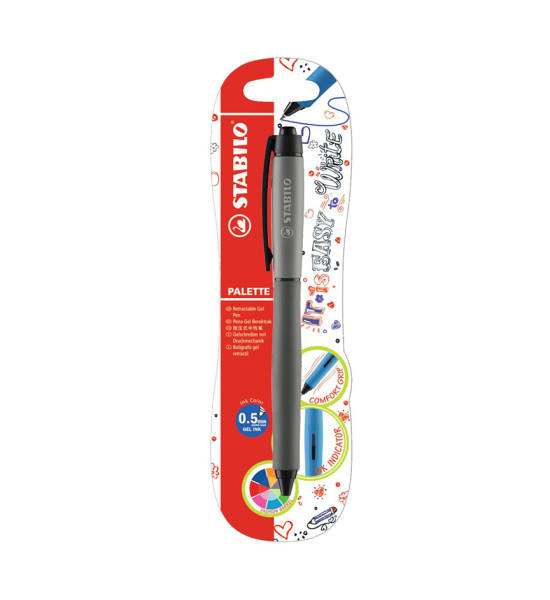 Rollerball Retractil, Palette, Punta Fina 0.4 mm, Tinta Negra - Cuerpo Gris, Pack x 1 Und,