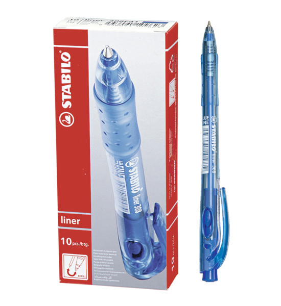 Bolígrafo Retractil, Liner 308 Grip, Punta Media 0.45 mm, Azul, Caja x 10 Unds. 
