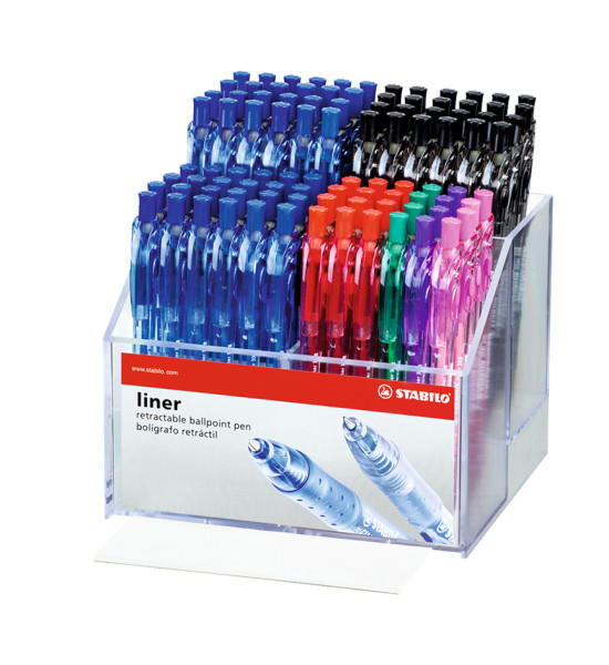 Bolígrafo Retractil, Liner 308 Grip, Punta Media 0.45 mm, Exh x 120 Unds, 6 Colores Surtidos