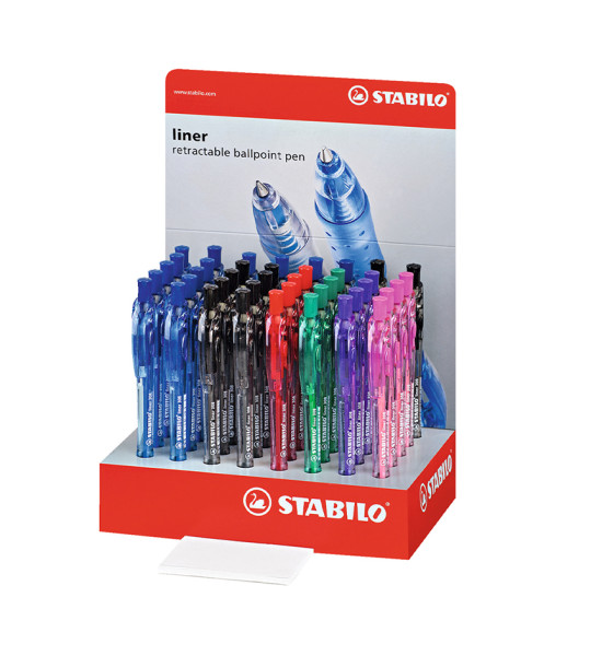 Bolígrafo Retractil, Liner 308 Grip, Punta Media 0.45 mm, Exh x 40 Unds, 6 Colores Surtidos