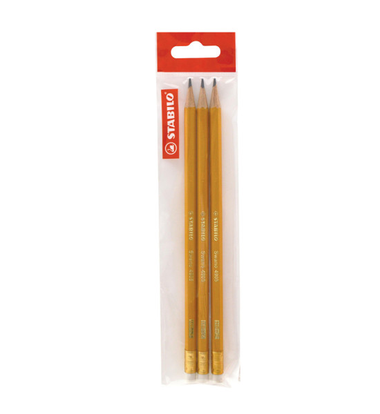 Lápices de Grafito, Swano, HB, Barniz Amarillo, Cuerpo Hexagonal, Mina 2.2 mm, c/Borrador, Pack x 3 Unds.