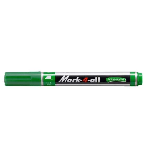 Marc. Permanente, Mark-4-all, Punta Biselada, 1.0-4.0 mm, Verde, Unidad