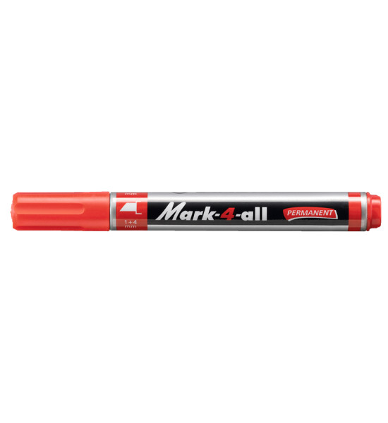 Marc. Permanente, Mark-4-all, Punta Biselada, 1.0-4.0 mm, Rojo, Unidad
