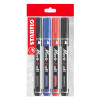 Marc. Permanente, Mark-4-all, Punta Biselada, 1.0-4.0 mm, Pack x 4 Unds. 2xNegro, 1xAzul, 1xRojo