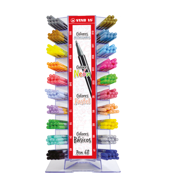 Marcador, Pen 68, Punta 1.0 mm, Exhibidor x 240 Unds. Colores Neon y Pastel Surtidos