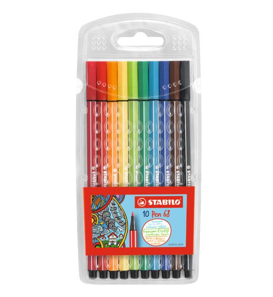 Marcador, Pen 68, Punta 1.0 mm, Estuche x 10 Unds. 10 Colores Surtidos