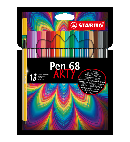 Marcador, Pen 68, Punta 1.0 mm, Estuche ARTY x 18 Unds. 18 Colores Surtidos