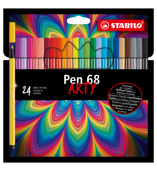 Marcador, Pen 68, Punta 1.0 mm, Estuche ARTY x 24 Unds. 24 Colores Surtidos