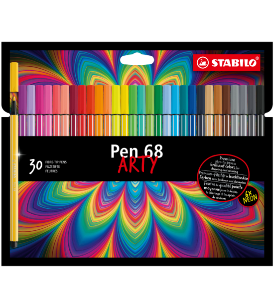 Marcador, Pen 68, Punta 1.0 mm, Estuche ARTY x 30 Unds. 30 Colores Surtidos