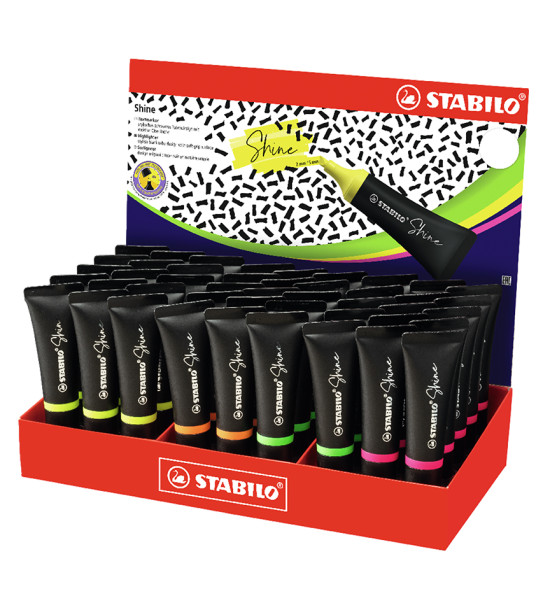 Resaltador, Shine, Punta Biselada 2.0-5.0 mm, Colores Fluo, Exh x 45 Unds. 5 Colores Surtidos