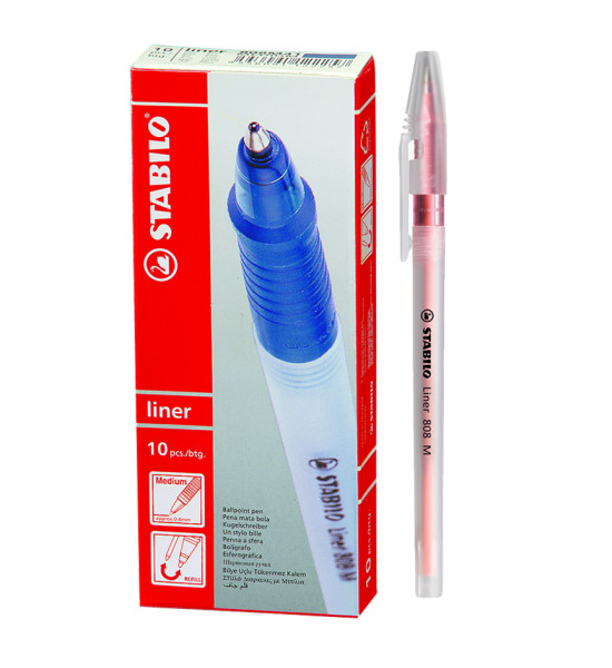 Bolígrafo, Liner 808, Punta Media 0.45 mm, cuerpo traslúcido, Rosado, Caja x 10 Unds. 