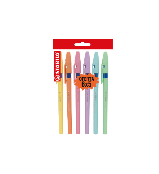 Bolígrafo, Liner 808, Punta Fina 0.38 mm, Tinta Azul-Cuerpos Pastel, Pack x 6 Unds.