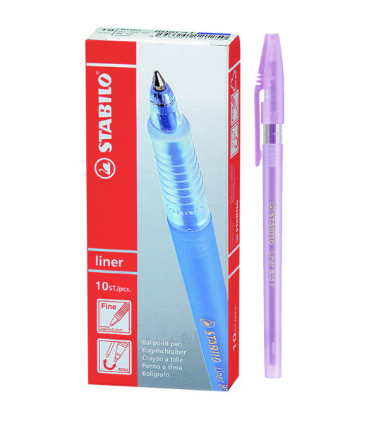 Bolígrafo, Liner 808, Punta Fina 0.38 mm, cuerpo traslúcido, Morado, Caja x 10 Unds. 
