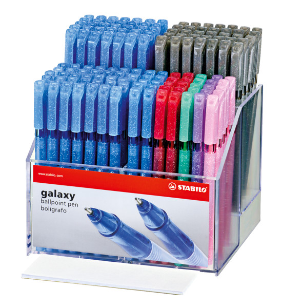 Bolígrafo, Galaxy 818, Punta Fina 0.38 mm, cuerpo traslúcido, Exh x 180 Unds, 6 Colores Surtidos