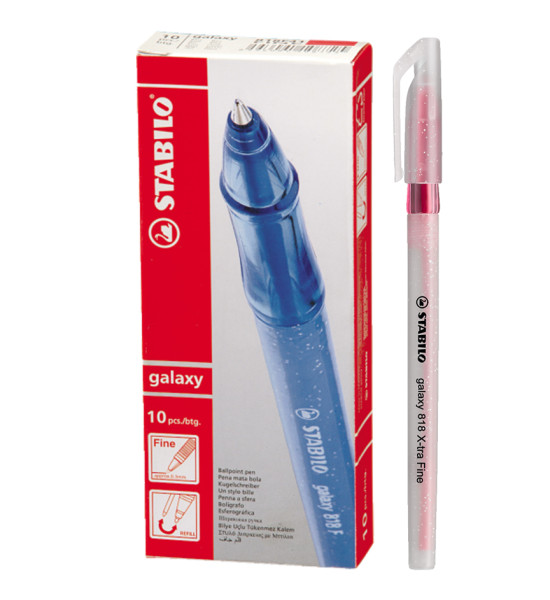 Bolígrafo, Galaxy 818, Punta X-Fina 0.3 mm, cuerpo traslúcido, Rojo, Caja x 10 Unds. 