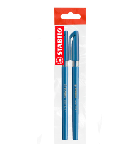 Bolígrafo, Excel 828, Punta Fina 0.38 mm, cuerpo opaco, Azul, Pack x 2 Unds.