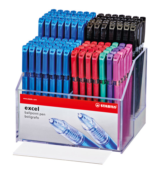 Bolígrafo, Excel 828NF, Punta Aguja 0.38 mm, cuerpo opaco, Exh x 180 Unds, 6 Colores Surtidos