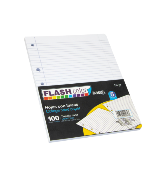 Hojas para Carpeta Rayadas, Tamaño Carta 8.5" x 11", Pack x 100 hojas