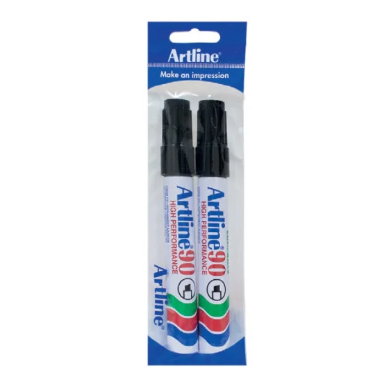 Permanent Marker, EK90, Chisel Nib, 2.0 - 5.0 mm, Pack x 2, Black