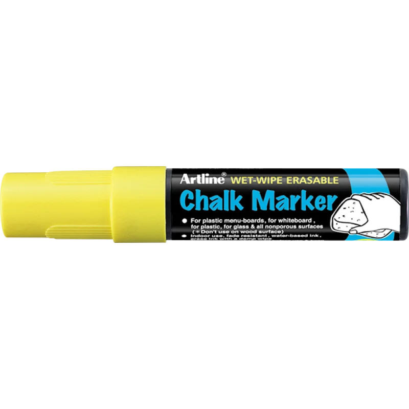 Chalk Marker, EPW-12, Square Tip, 12.0 mm, Yellow, Unit