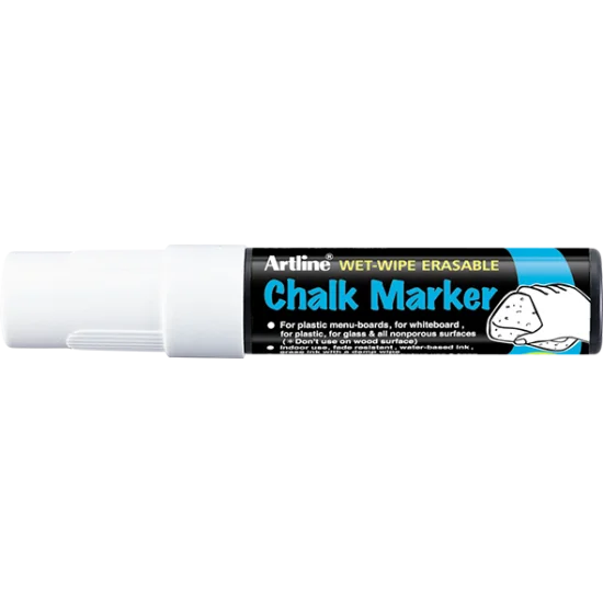 Chalk Marker, EPW-12, Square Tip, 12.0 mm, White, Unit