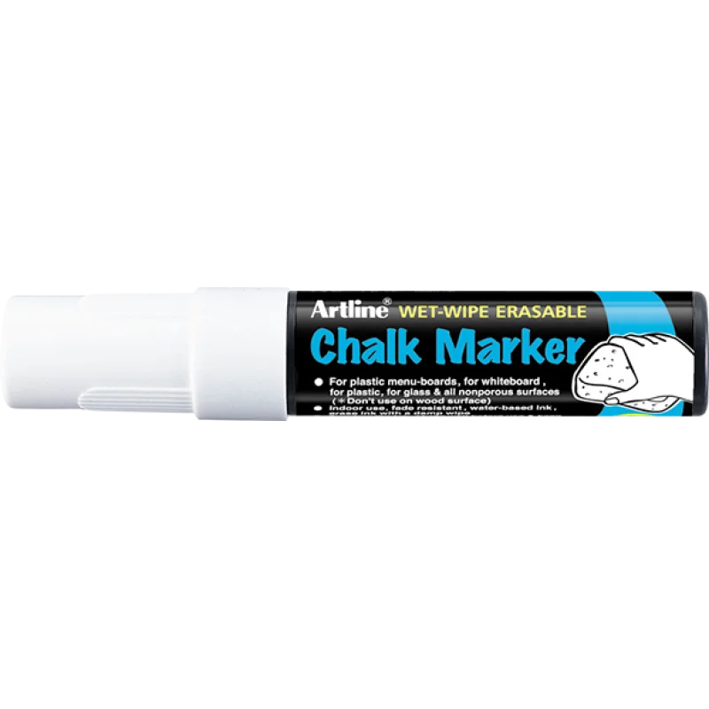 Chalk Marker, EPW-12, Square Tip, 12.0 mm, White, Unit