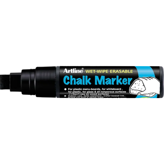 Chalk Marker, EPW-12, Square Tip, 12.0 mm, Black, Unit