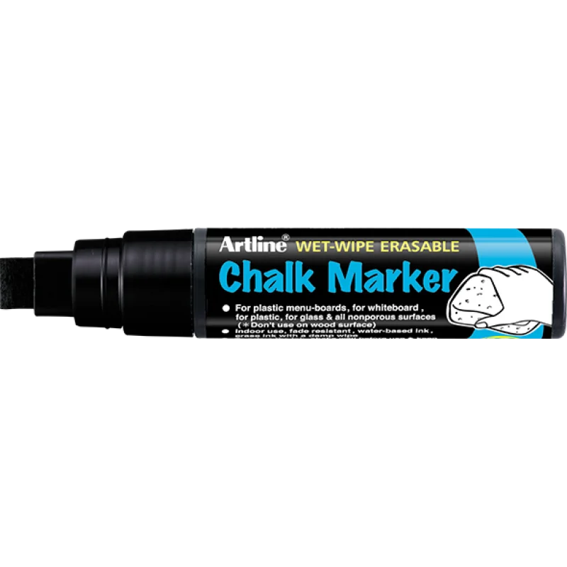 Chalk Marker, EPW-12, Square Tip, 12.0 mm, Black, Unit