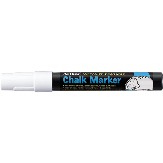 Chalk Marker, EPW-4, Bullet Style, 2.0 mm, White, Unit