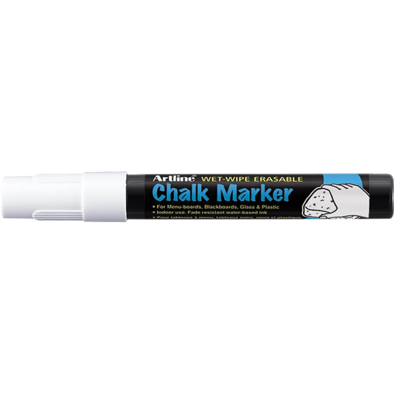 Chalk Marker, EPW-4, Bullet Style, 2.0 mm, White, Unit