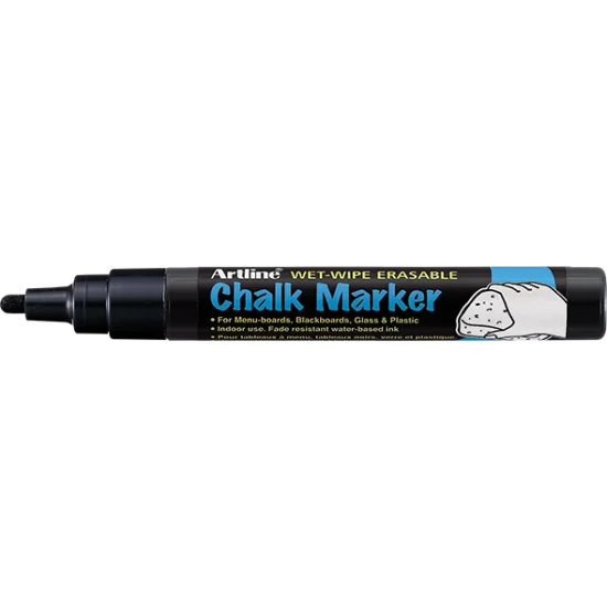 Chalk Marker, EPW-4, Bullet Style, 2.0 mm, Black, Unit